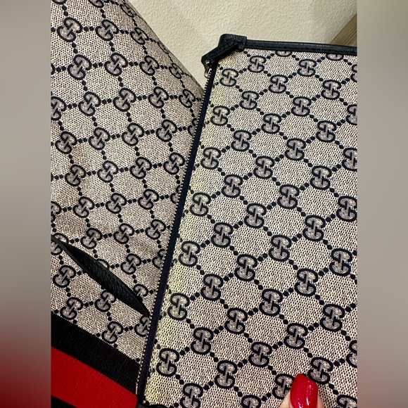 Gucci Ophidia GG Large Tote In Beige and Blue Supreme - Picture 7 of 15
